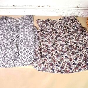 - 2 Medium Loft Sleeveless Floral Blouses